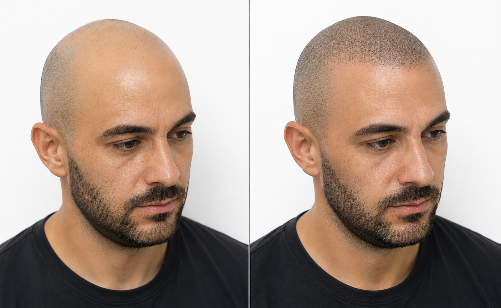 Antes y después de micropigmentación capilar SAVA